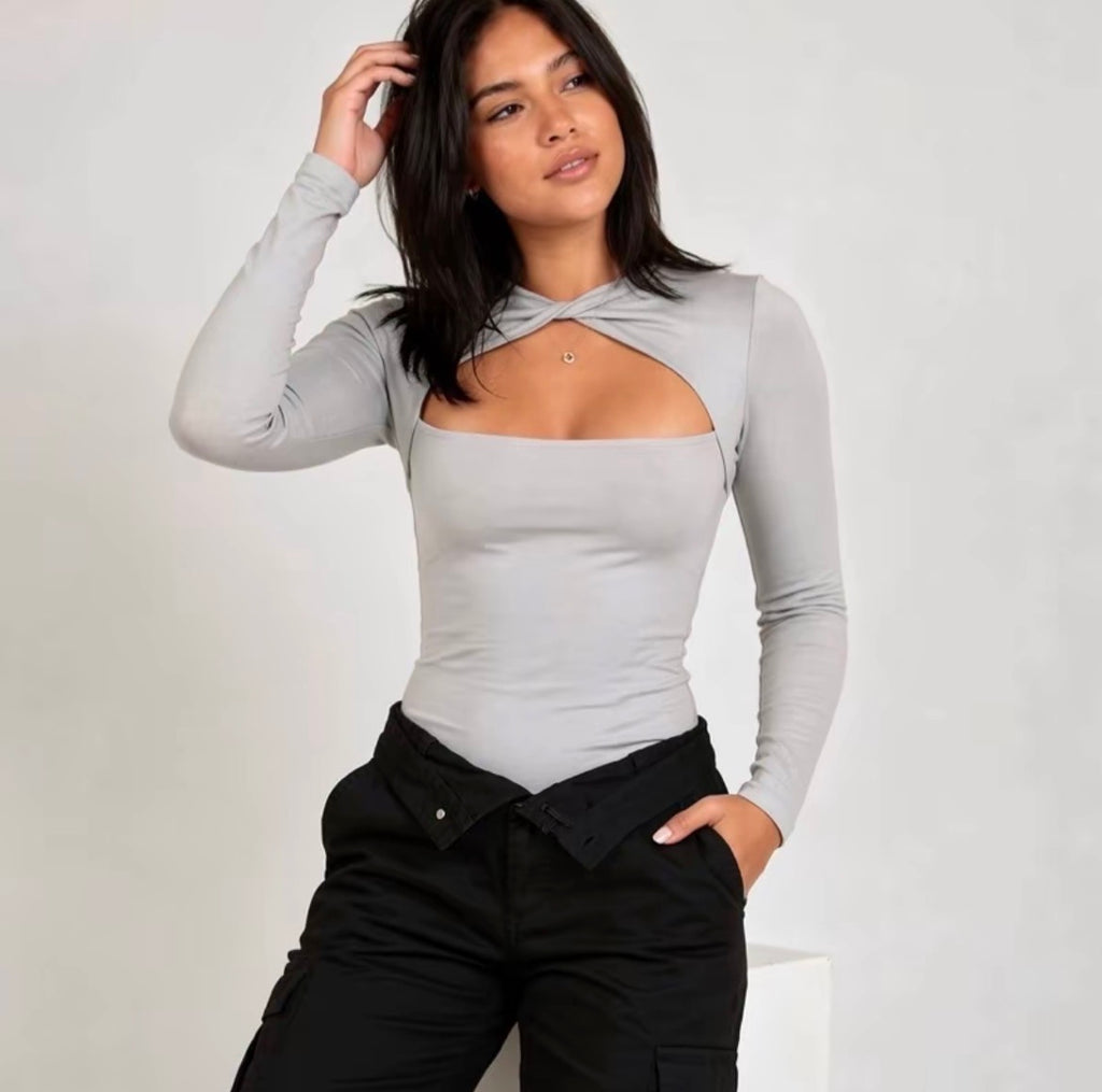 Body Feminino de Jade com Decote Triangular