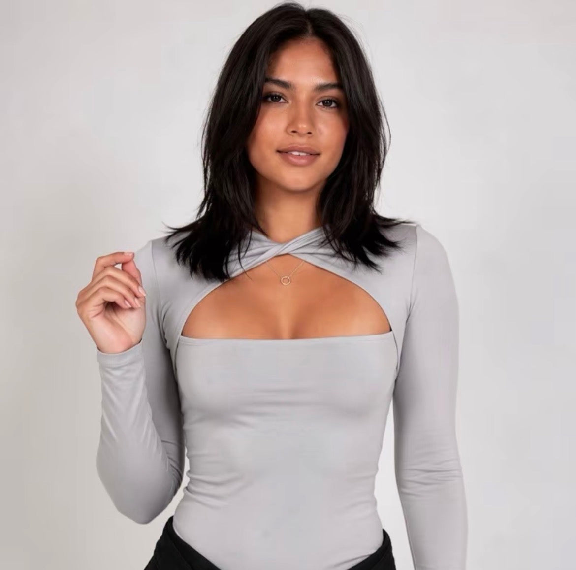 Body Feminino de Jade com Decote Triangular